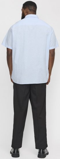 Jack & Jones Breeze Linen Blend Short Sleeve Shirt Chambray Blue - Skjorter - Skjorter til store mænd 2XL- 8XL