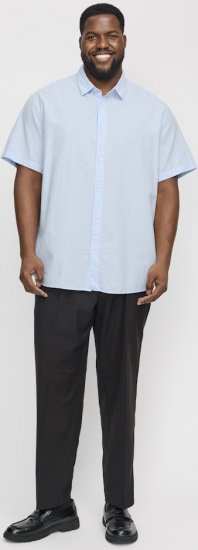 Jack & Jones Breeze Linen Blend Short Sleeve Shirt Chambray Blue - Skjorter - Skjorter til store mænd 2XL- 8XL