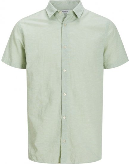 Jack & Jones Breeze Linen Blend Short Sleeve Shirt Iceberg Green - Skjorter - Skjorter til store mænd 2XL- 8XL
