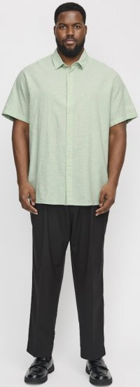 Jack & Jones Breeze Linen Blend Short Sleeve Shirt Iceberg Green - Skjorter - Skjorter til store mænd 2XL- 8XL
