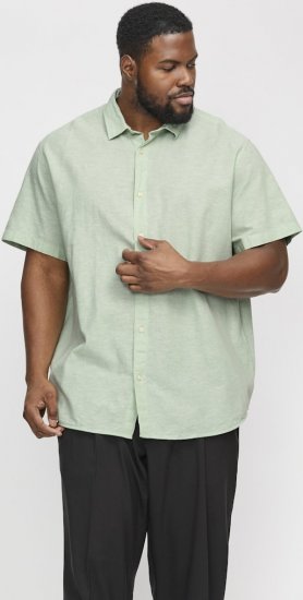 Jack & Jones Breeze Linen Blend Short Sleeve Shirt Iceberg Green - Skjorter - Skjorter til store mænd 2XL- 8XL