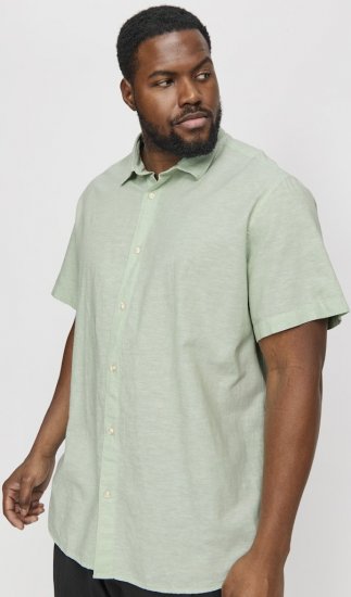 Jack & Jones Breeze Linen Blend Short Sleeve Shirt Iceberg Green - Skjorter - Skjorter til store mænd 2XL- 8XL