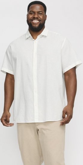 Jack & Jones Breeze Linen Blend Short Sleeve Shirt White - Skjorter - Skjorter til store mænd 2XL- 8XL