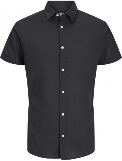 Jack & Jones Breeze Linen Blend Short Sleeve Shirt Black - Skjorter - Skjorter til store mænd 2XL- 8XL