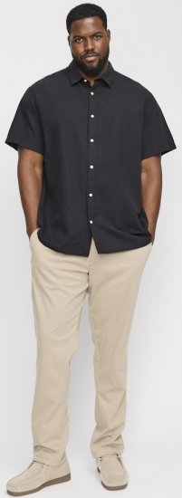 Jack & Jones Breeze Linen Blend Short Sleeve Shirt Black - Skjorter - Skjorter til store mænd 2XL- 8XL
