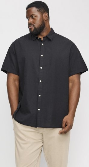 Jack & Jones Breeze Linen Blend Short Sleeve Shirt Black - Skjorter - Skjorter til store mænd 2XL- 8XL
