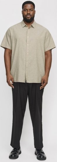Jack & Jones Breeze Linen Blend Short Sleeve Shirt Beige - Skjorter - Skjorter til store mænd 2XL- 8XL