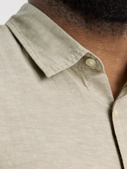 Jack & Jones Breeze Linen Blend Short Sleeve Shirt Beige - Skjorter - Skjorter til store mænd 2XL- 8XL