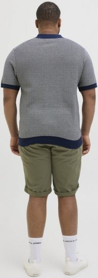 Jack & Jones Ceaston Knit Short Sleeve Sweater Grey/Blue - Trøjer og hættetrøjer - Trøjer og Hættetrøjer i store størrelser - 2XL-14XL