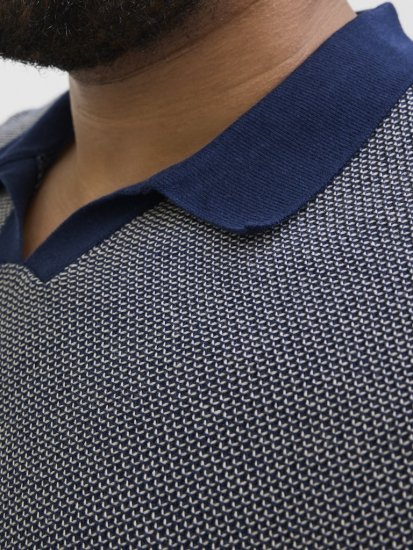 Jack & Jones Ceaston Knit Short Sleeve Sweater Grey/Blue - Trøjer og hættetrøjer - Trøjer og Hættetrøjer i store størrelser - 2XL-14XL