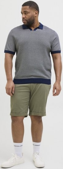 Jack & Jones Ceaston Knit Short Sleeve Sweater Grey/Blue - Trøjer og hættetrøjer - Trøjer og Hættetrøjer i store størrelser - 2XL-14XL