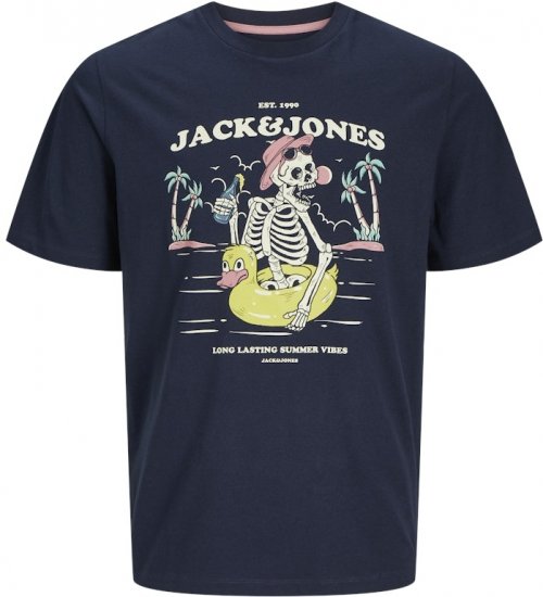 Jack & Jones Elijah Crew Neck T-Shirt Navy - T-shirts - T-shirts i store størrelser - 2XL-14XL