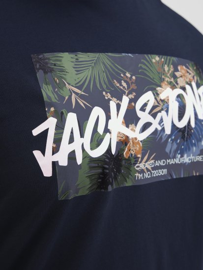 Jack & Jones Hawaii Shape Crew Neck T-Shirt Navy - T-shirts - T-shirts i store størrelser - 2XL-14XL