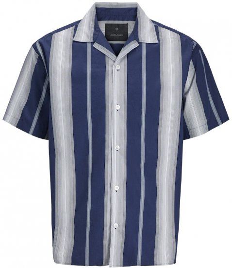 Jack & Jones Palermo Restort Print Short Sleeve Shirt Navy - Skjorter - Skjorter til store mænd 2XL- 8XL