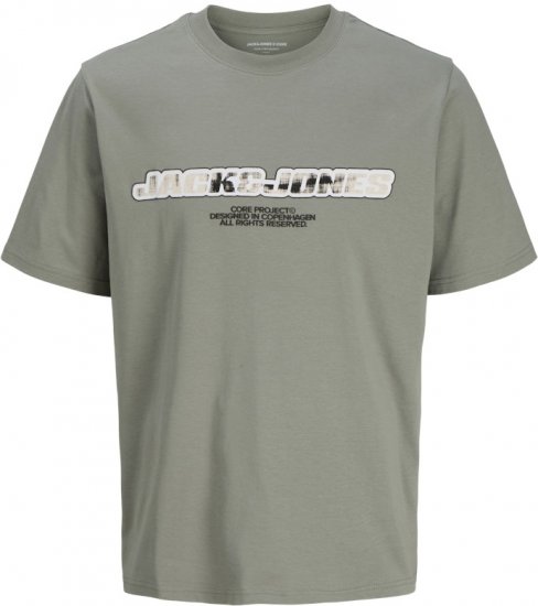 Jack & Jones Lido Core Front Print T-Shirt Shadow Grey - T-shirts - T-shirts i store størrelser - 2XL-14XL