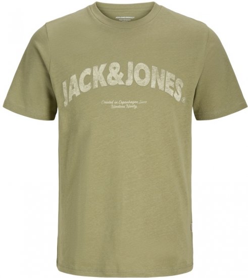 Jack & Jones Almeria Bold Branding T-Shirt Khaki Green - T-shirts - T-shirts i store størrelser - 2XL-14XL