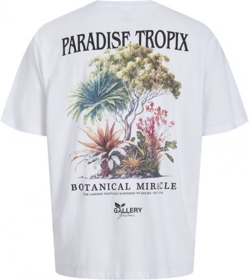 Jack & Jones Botaniq Crew Neck T-Shirt Bright White - T-shirts - T-shirts i store størrelser - 2XL-14XL