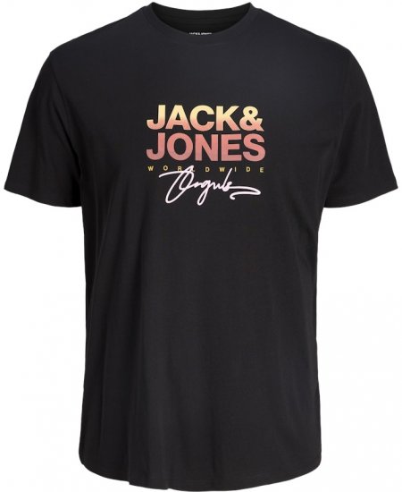 Jack & Jones Canggu Crew Neck T-Shirt Black - T-shirts - T-shirts i store størrelser - 2XL-14XL
