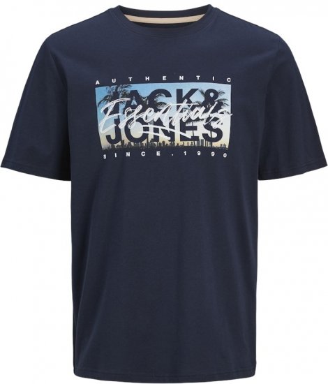 Jack & Jones Colton Photoprint Crew Neck T-Shirt Dark Navy - T-shirts - T-shirts i store størrelser - 2XL-14XL