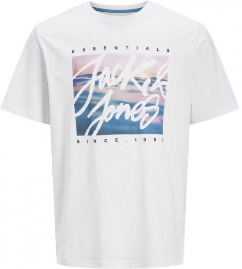 Jack & Jones Colton Photoprint Crew Neck T-Shirt White - T-shirts - T-shirts i store størrelser - 2XL-14XL