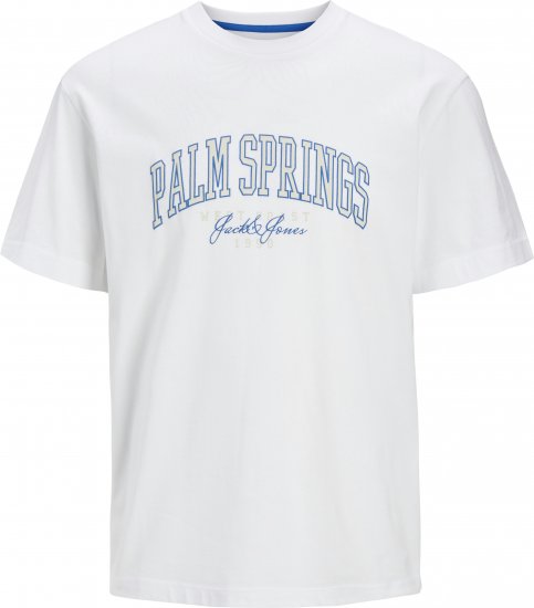 Jack & Jones Detroit Crew Neck T-Shirt White - T-shirts - T-shirts i store størrelser - 2XL-14XL