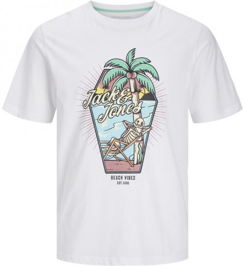 Jack & Jones Elijah Crew Neck T-Shirt White - T-shirts - T-shirts i store størrelser - 2XL-14XL