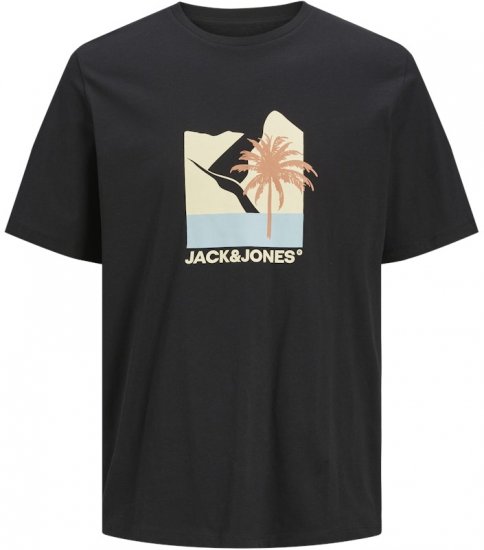 Jack & Jones Barbados Graphic Crew Neck T-Shirt Black - T-shirts - T-shirts i store størrelser - 2XL-14XL