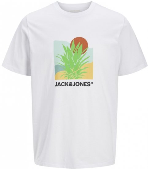 Jack & Jones Barbados Graphic Crew Neck T-Shirt White - T-shirts - T-shirts i store størrelser - 2XL-14XL