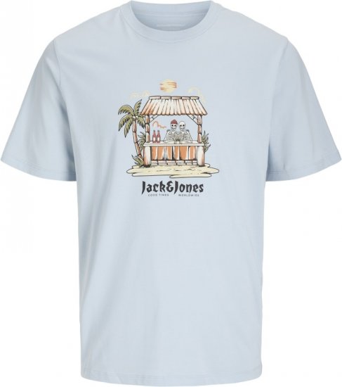 Jack & Jones Skull Coast Crew Neck T-Shirt Light Blue - T-shirts - T-shirts i store størrelser - 2XL-14XL
