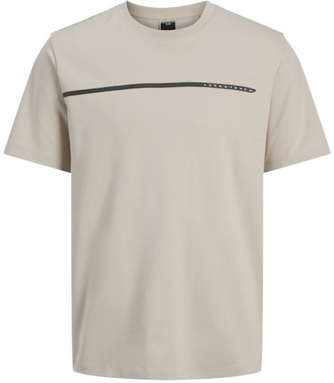 Jack & Jones Fusion Black Line Crew Neck T-Shirt Beige - T-shirts - T-shirts i store størrelser - 2XL-14XL