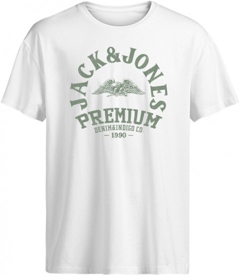 Jack & Jones Blurobar Crew Neck T-Shirt White - T-shirts - T-shirts i store størrelser - 2XL-14XL