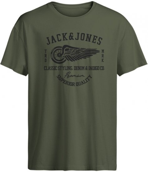 Jack & Jones Blurobar Crew Neck T-Shirt Green - T-shirts - T-shirts i store størrelser - 2XL-14XL