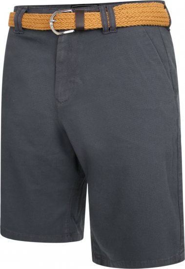Kam Jeans 3402 Belted Dobby Weave Stretch Chino Shorts Charcoal - Shorts - Shorts i store størrelser - W40-W60