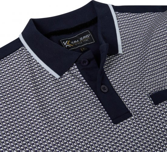 Kam Jeans 5518 Smart Mini Geo-Print Polo Navy - Polotrøjer - Polotrøjer 2XL-8XL