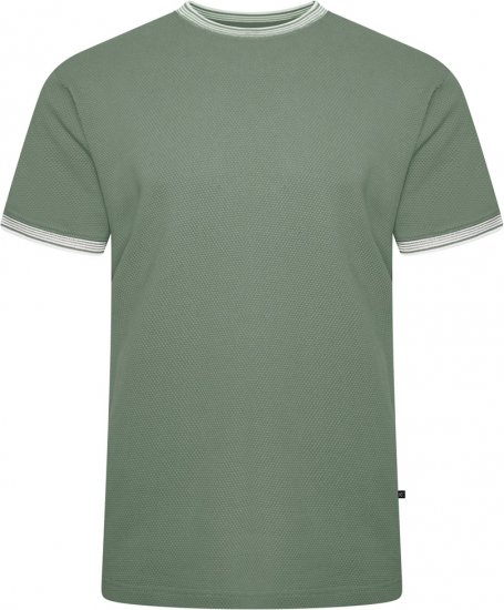 Kam Jeans 5779 Textured Body With Contrast Neck And Cuffs T-Shirt Elm Green - T-shirts - T-shirts i store størrelser - 2XL-14XL