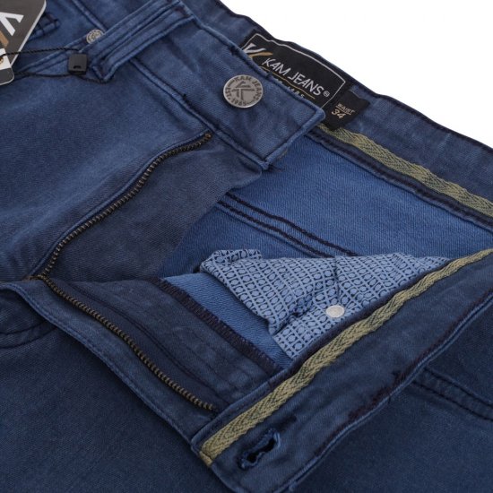 Kam Jeans Onana Embossed Wash Denim Shorts Smokey Blue - Shorts - Shorts i store størrelser - W40-W60