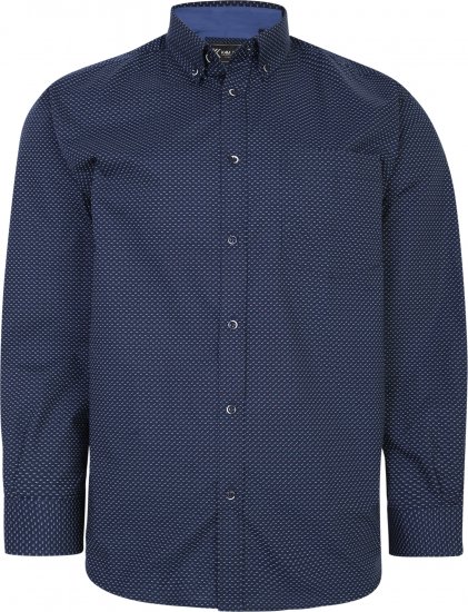 Kam Jeans P018 Premium Dobby Print Long Sleeve Shirt Navy - Skjorter - Skjorter til store mænd 2XL- 8XL