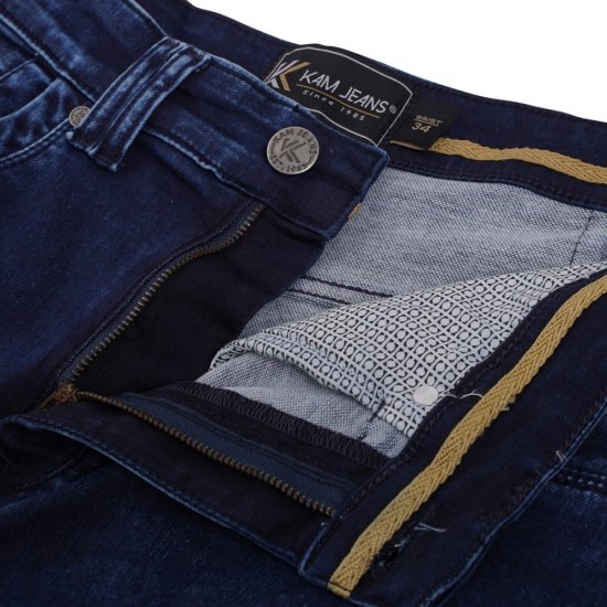 Kam Jeans Pepe Knitted Denim Shorts Mid Wash Blue - Shorts - Shorts i store størrelser - W40-W60