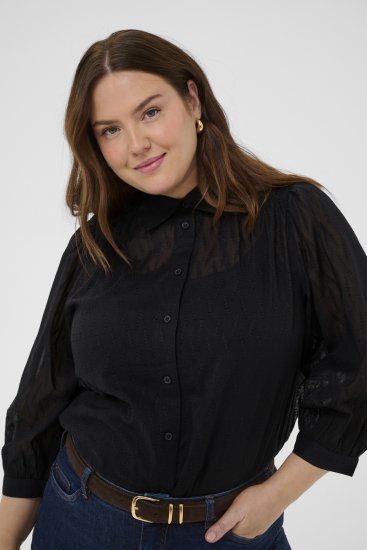 Kaffe Curve Gabby Skjorte med forkortede ærmer Sort - Skjortebluser - 