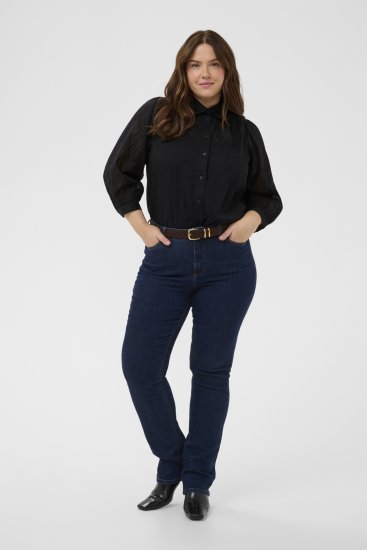 Kaffe Curve Gabby Skjorte med forkortede ærmer Sort - Skjortebluser - 