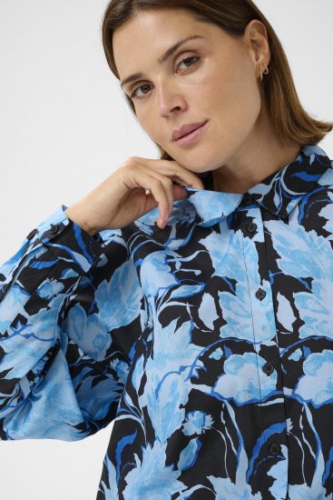 Kaffe Curve Sasja Langærmet skjorte Blue Snake Flower - Bluser & tunikaer - 