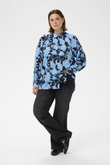 Kaffe Curve Sasja Langærmet skjorte Blue Snake Flower - Bluser & tunikaer - 
