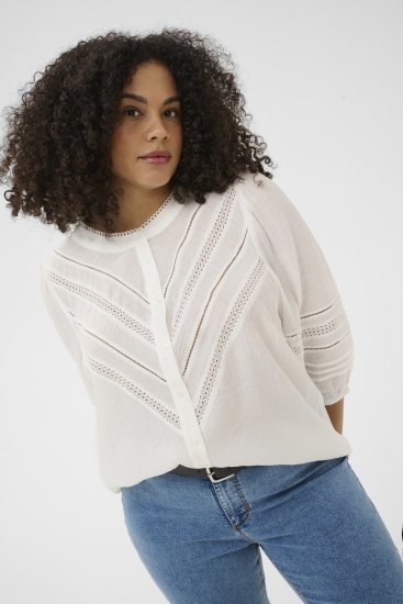 Kaffe Curve Liwa Shirt Chalk - Skjortebluser - 