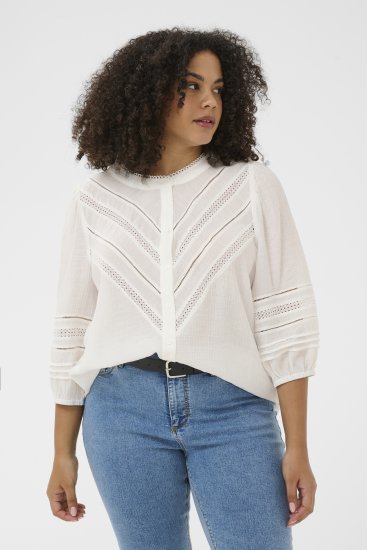 Kaffe Curve Liwa Shirt Chalk - Skjortebluser - 