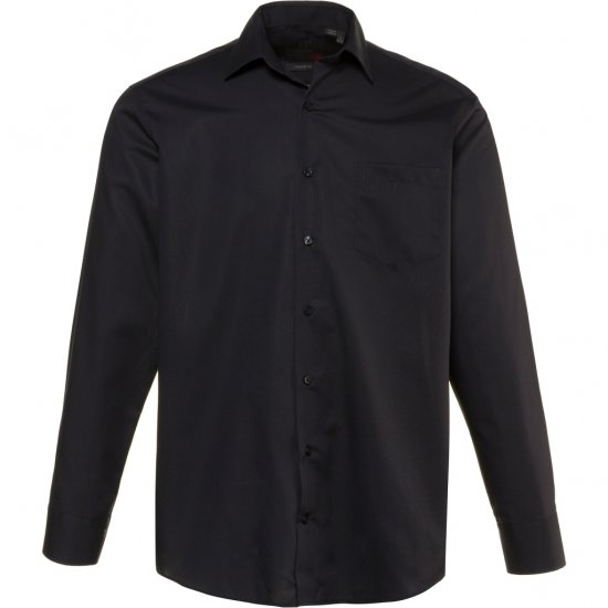 JP1880 Shirt Business Modern Fit Long Sleeve Non-Iron Black TALL - HERRETØJ MT-6XLT - Tøj til høje mænd