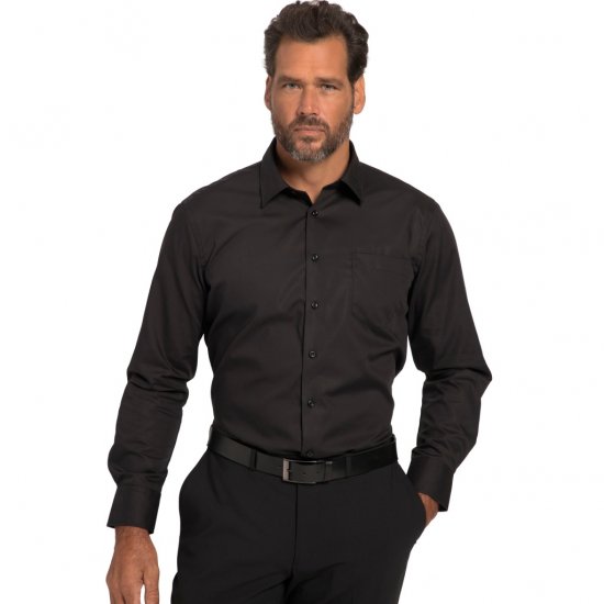 JP1880 Shirt Business Modern Fit Long Sleeve Non-Iron Black TALL - HERRETØJ MT-6XLT - Tøj til høje mænd