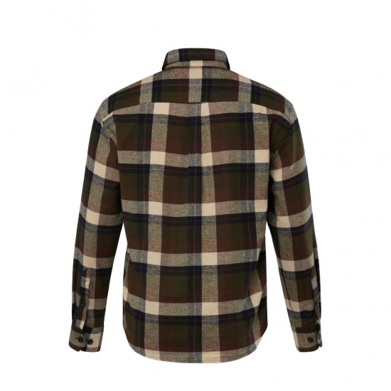 JP1880 Shirt Flannel Long Sleeve Dark Brown TALL - HERRETØJ MT-6XLT - Tøj til høje mænd