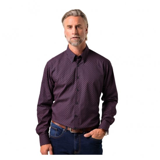 Boston Park Shirt Long Sleeve Navy Blue - Skjorter - Skjorter til store mænd 2XL- 8XL