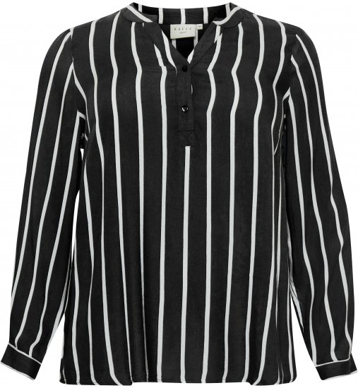 Kaffe Curve Sida Bluse Sort / Chalk Stribet - Bluser & tunikaer - 
