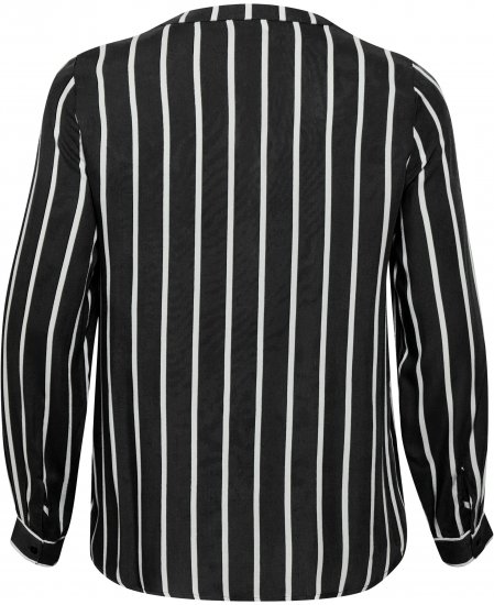 Kaffe Curve Sida Bluse Sort / Chalk Stribet - Bluser & tunikaer - 